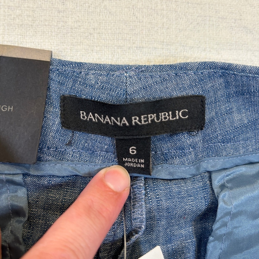 Women's Banana Republic Blake Wide Leg Pants Blue Linen Blend Mid Rise Sz 6 NWT - Picture 10 of 11